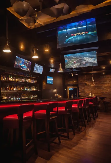 Video Game bar experience for gamers where customers can book times to play, compete and enjoy a great selection of games and drinks through our mobile app. I need a prototype pic for the gaming bar and another one for the app (do it with gaming consoles, ...