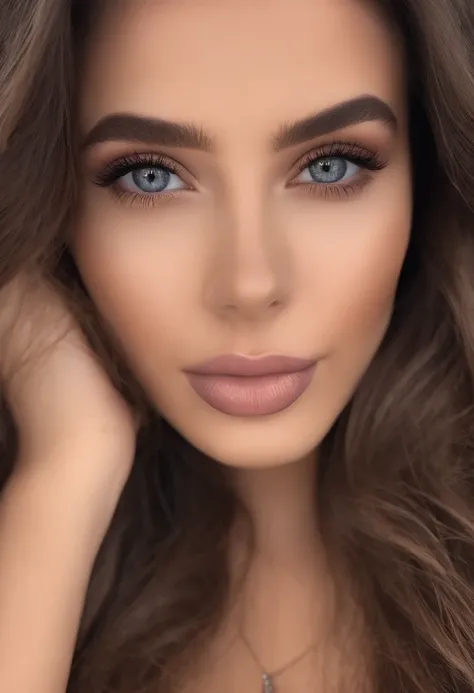 Arafed woman completely , fille sexy aux yeux bruns, ultra realist, Meticulously detailed, Portrait Sophie Mudd, cheveux bruns et grands yeux, selfie of a young woman, Dubai Eyes, Violet Myers, sans maquillage, maquillage naturel, looking straight at camer...