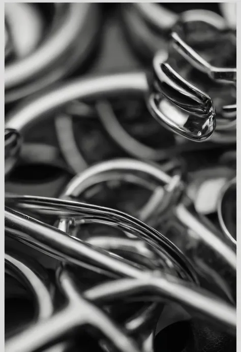 （（Metal rings）），hyper photorealism，Alexander Calder，largeaperture，Ultra-macro shooting，reflective lens，spotlight，Reflection，Luxury photography，Local close-up，（（Simple）），