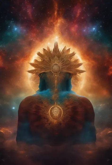 hombre mystico en medio del universo cuerpo astral, Etheric atmosphere, Aurico