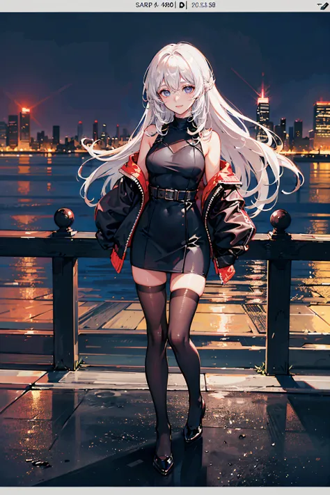 ((Currently, a cute and beautiful woman is changing her underwear)), ((22-year-old beauty)), ((embarrassed smile)), ((luscious long hair)), ((miniskirt)), (( Gradient Eyes)), ((Background is a city night view)), Attractive Makeup, Scenery, NFSW, UHD, Retin...