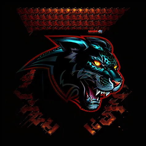 um logotipo pantera preto e laranja em um fundo preto, pantera, mascote da equipe esportiva, Mascot illustration, Logotipo esportivo, dark video game icon design, mascote esportivo, logotipo esportivo, "Hockey team logo, logotipo do tema do gato, design do...