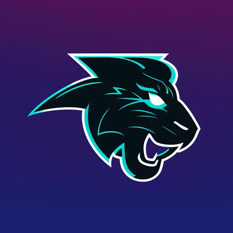 um logotipo pantera preto e azul em um fundo preto, pantera, mascote da equipe esportiva, Mascot illustration, logotipo esportivo, dark video game icon design, mascote esportivo, logotipo esportivo, "Hockey team logo, logotipo do tema do gato, hard predato...