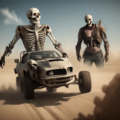 Skeleton driving mad max style