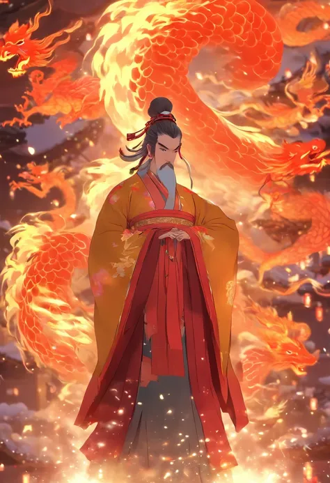 (((PANGU))) best quality, ultra-high resolution, 4K detailed CG, masterpiece, Tall Man,Chinese clothing, Chinese mythology, ((Giant)),Japanese painting style, aesthetic, screen-centered