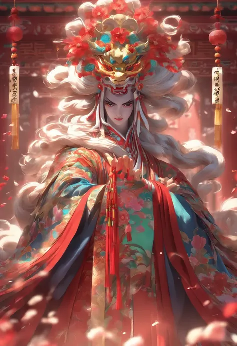 (((PANGU))) best quality, ultra-high resolution, 4K detailed CG, masterpiece, Tall Man,Chinese clothing, Chinese mythology, ((Giant)),Chinese style，Chinese drama，Peking Opera Costumes ，Bai Suzhens costumes, aesthetics, screen-centered