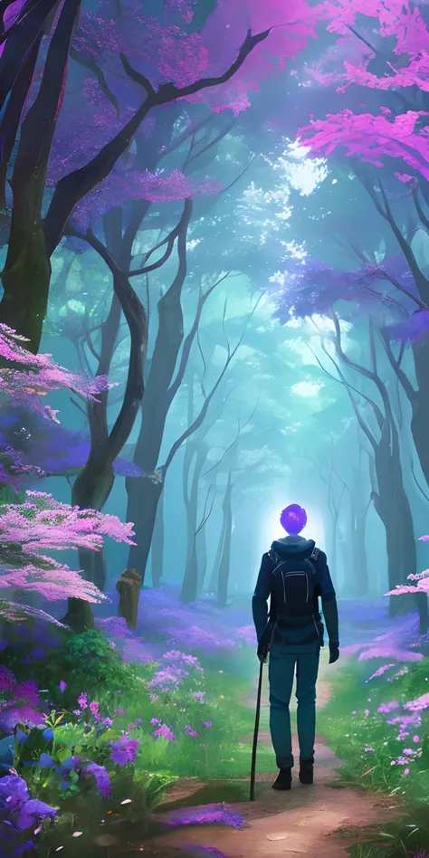 Imagine an otherworldly metaverse where users take their first steps towards a new digital adventure. In the foreground, an individual stands, holding a file, and wearing casual attire. Before them lies a shimmering, crystalline path that leads into a surr...