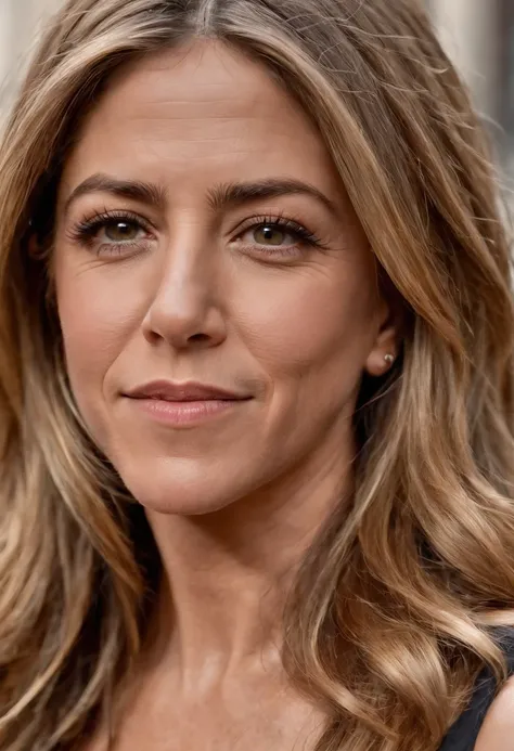 Create a realistic portrait of Jennifer Aniston, Un enthousiasme contagieux et une vraie joie de vivre, chaud, natural lighting that highlights the characteristics of the subject and brings out the warmth in its expression,Photo du personnage entier se pro...