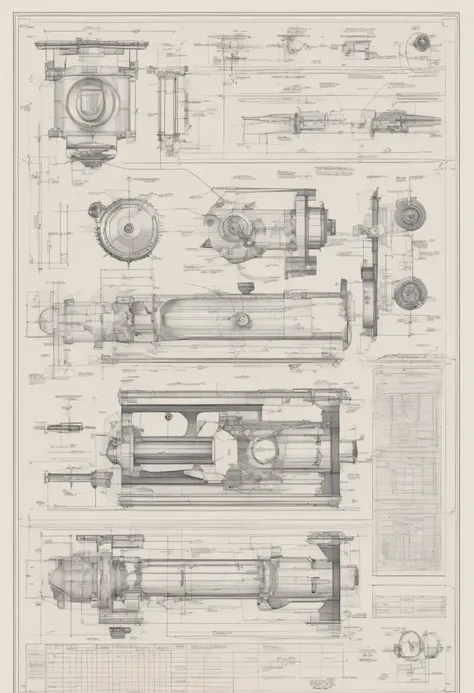 Schematic drawing of machine parts, with arrows and dimensions in the drawing , Pencil Graphics - V 4