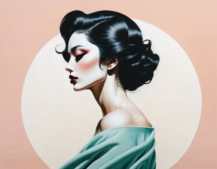 chiaroscuro technique on sensual illustration of an elegant woman, vintage , eerie, matte painting, by Hannah Dale, by Harumi Hironaka, extremely soft colors, vibrant, highly detailed, digital artwork, high contrast, dramatic, refined, tonal,