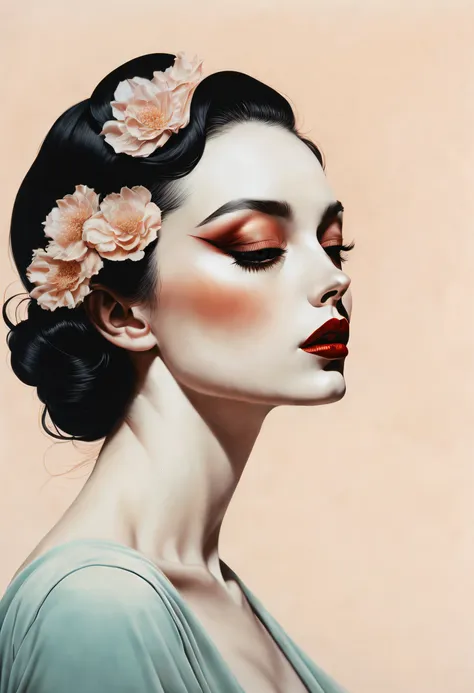 chiaroscuro technique on sensual illustration of an elegant woman, vintage beauty, eerie, matte painting, by hannah dale, by har...