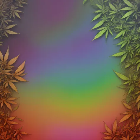 Tye dye background with marijuana leaves