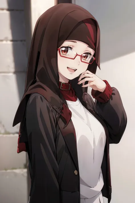 1girl, masterpice, high quality, best quality, good anime picture, misaki, ((school uniform)), ((jacket)), glasses, ((collar)), ...