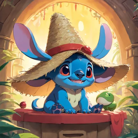 una imagen de stitch de disney con un sombrero