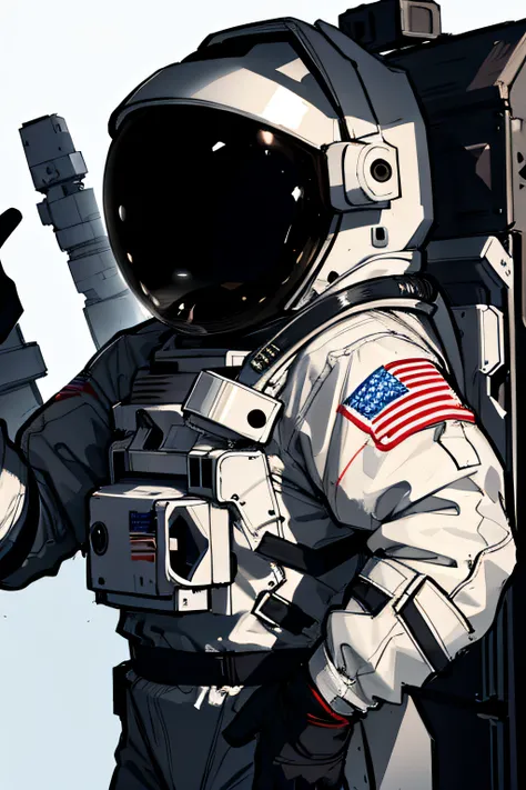 astronaut, no people, obscured face, black space suit,