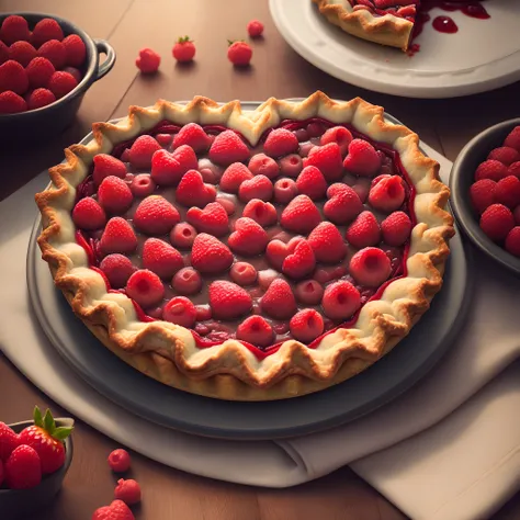 Hearts bright red berry pie