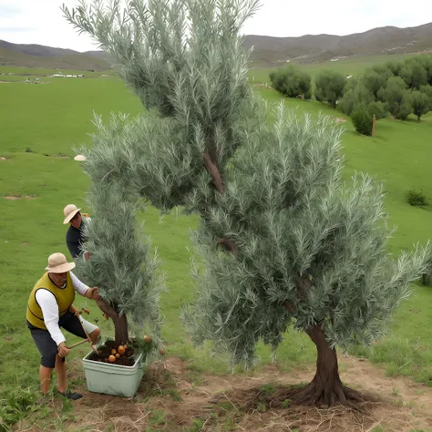 Olive tree harvesting