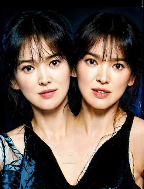 two women in black dresses posing for a picture together, winona ryder, beautiful sci - fi twins, inspired by Winona Nelson, beautiful gemini twins portrait, two-headed, conjoined winona ryder in repose, beautiful highly symmetric faces,