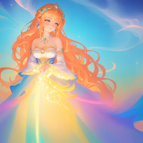 beautiful girl, puffy tiered ballgown with puffy long sleeves, vibrant pastel colors, (colorful), glowing golden long hair, magical lights, sparkling magical liquid, inspired by Glen Keane, inspired by Lois van Baarle, disney art style, by Lois van Baarle,...