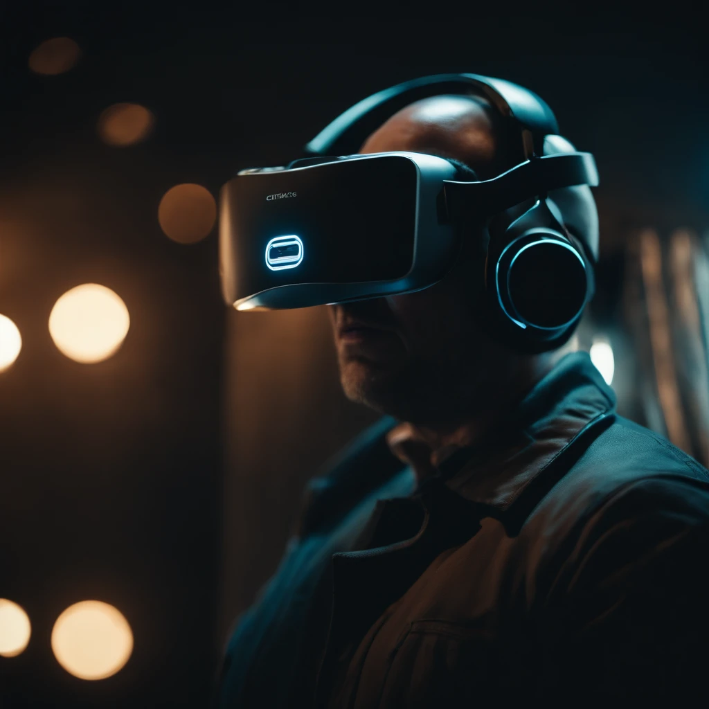 A human person wearing an AR Headset