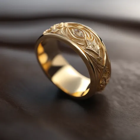 （（Ring design concept art）），Yellow gold ring，（Ring concept blueprint），（（Ring rings in the shape of waves）），Engraved five-pointed star，（Fine craftsmanship），Hemming，Natural sunlight，Shining Effect