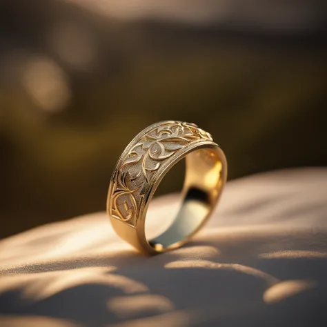 （（Ring design concept art）），Yellow gold ring，（Ring concept blueprint），（（Ring rings in the shape of waves）），Engraved five-pointed star，（Fine craftsmanship），Hemming，Natural sunlight，Shining Effect