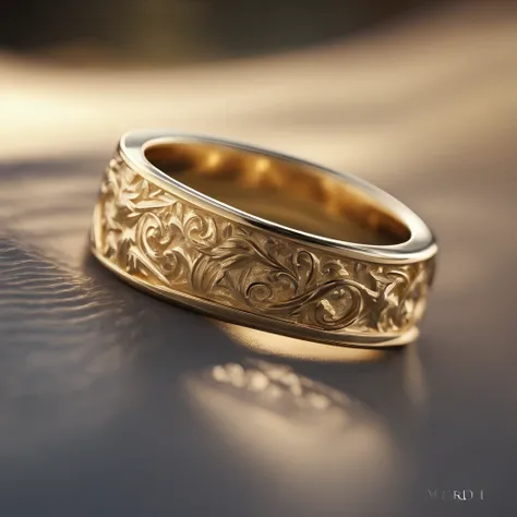 （（Ring design concept art）），Yellow gold ring，（Ring concept blueprint），（（Ring rings in the shape of waves）），Engraved five-pointed star，（Fine craftsmanship），Hemming，Natural sunlight，Shining Effect