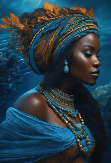 Yemonja African goddess of the ocean  in blue