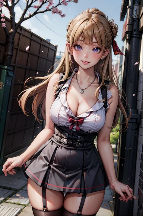 masterpiece, best quality, highres, hs1, light purple eyes, wide hips, thick thighs upskirt, sleeveless, blonde hair, cleavage, ...