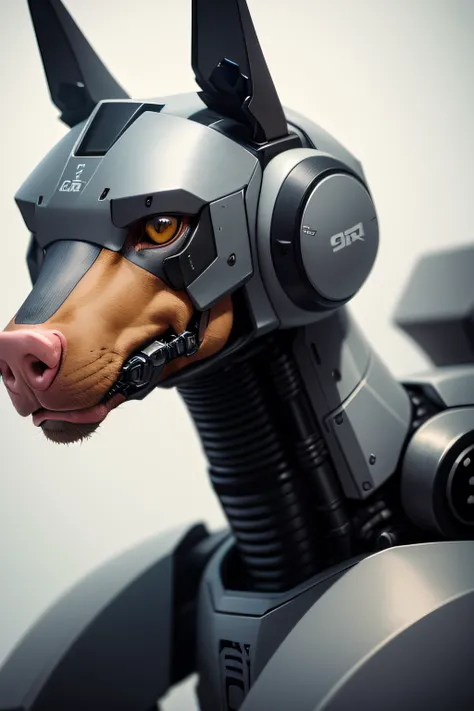 a close up of a robot horse on a gray surface, a robot dog, robot dog, robot animal, cyborg dog, industrial mechanical robot dogs, robotic cat, dachshund robot, boston dynamics, mecha animal, quadruped, robotic pig, concept robot, cyborg camel, a cyborg ca...