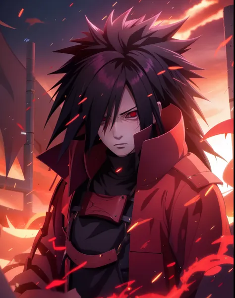 madara uchiha, naruto anime character anime, anime, black hair, red eyes, fire, guy, fire, badass anime 8 k, madara uchiha, anim...