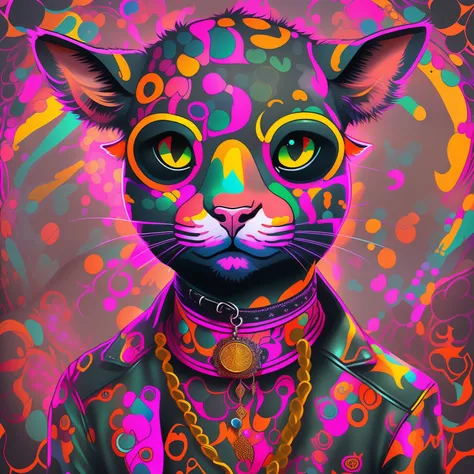 (1 cat（anthropomorphic cow））wearing a elegant choker，with tattoos, elegant sexy Black leather jacket，Psychedelic punk artist feminine， (((full bodyesbian))), concept-art,Vivid colors, rim-light, Extremely detailed Cg Unity 8K wallpaper, trending on artstat...