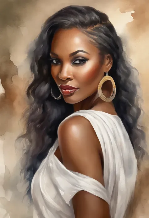 ((Hyper-Resolution)), (Complex details), african american woman, full bodyesbian, a white long skirt, Very beautiful and elegant African American woman, 30 I，55 kg, Sexy, ccurateblack hair, Black Hair Color, perfect hair, A strand of fine hair, detail in f...