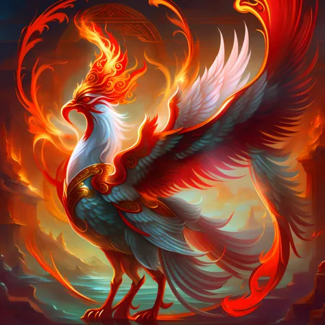 The red phoenix, which is a symbol of auspiciousness and peace, is also the embodiment of loyalty and chastity, or the embodiment of bravery and wisdom, driving the red flame endlessly, painting cutely