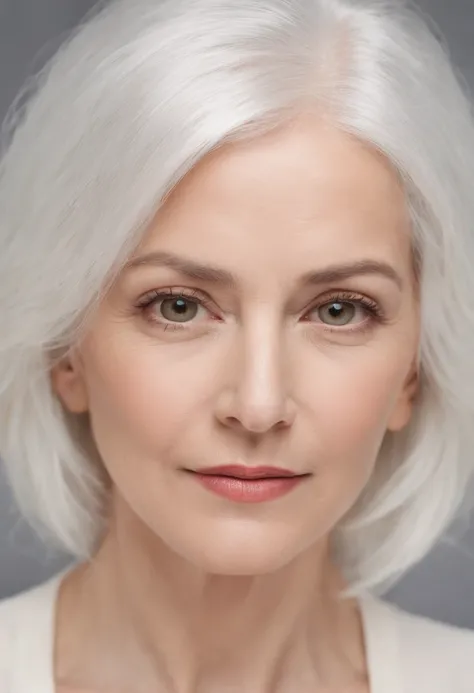 (((Stare straight at the camera))) Women around 60 years of age, Natural white hair, Slender and elegant, beautiful, ultra sharp focus, Realistic shots, Yoga clothes