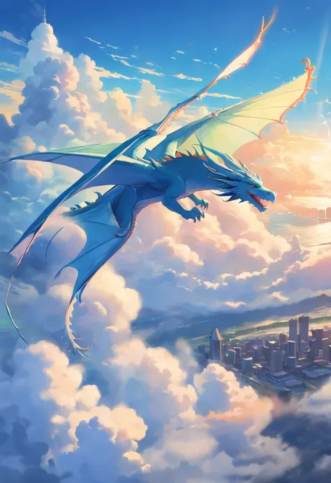 Draw four dragons，National tide wind，Shuttling through the clouds，Realistic style