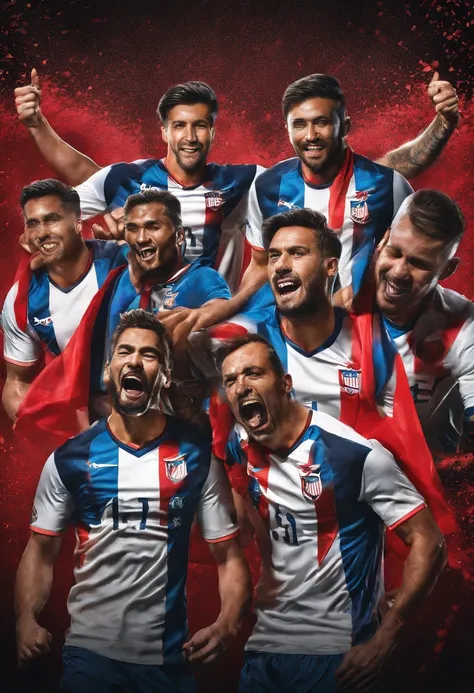 Design a photo realistic dynamic poster featuring  3 Malaysia football team players in action, with a backdrop of passionate fans waving Malaysian flags. The poster prominently features the teams iconic yellow jerseys with black tiger stripes, showcasing t...