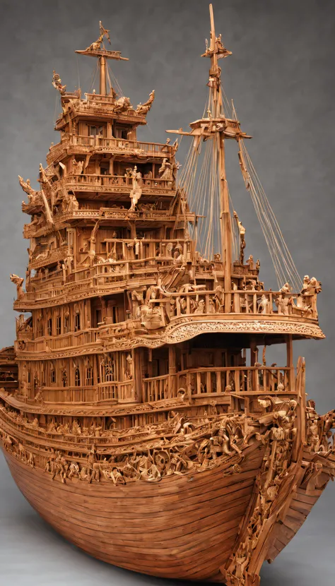 Noahs ark, a giant wood boat, intricate, masterpiece, best quality