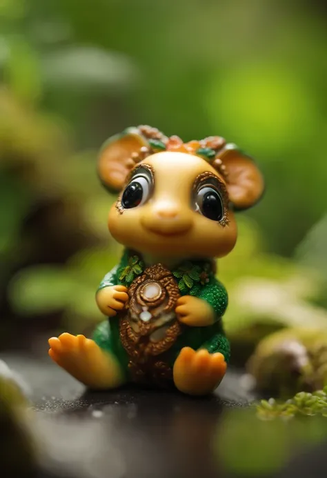 Cute miniature toys, blindbox, pop mart design,
full bodyesbian, Front view, Rainforest with lake background,
Low purity tone, luminance, 8K, illusory engine, Ultra detailed,
photograph realistic, depth of field f2.8, macro photography, Studio lighting