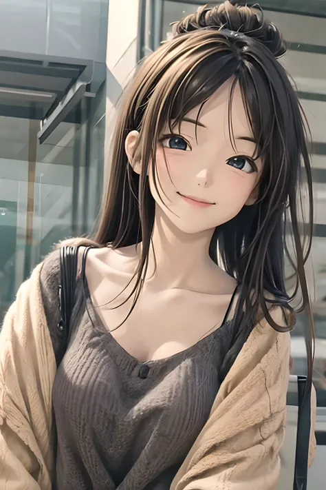 Slightly smiling girl in her 20s、For SNS icons、Anime style、Wear less revealing clothing