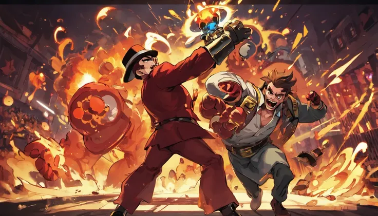 fighting game match, Gas Man versus The Hat Man