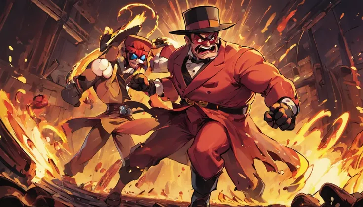 fighting game match, Gas Man versus The Hat Man