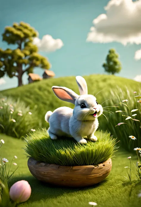 Little Bunny, Bouncing grasslands, adolable, Small animal big scene