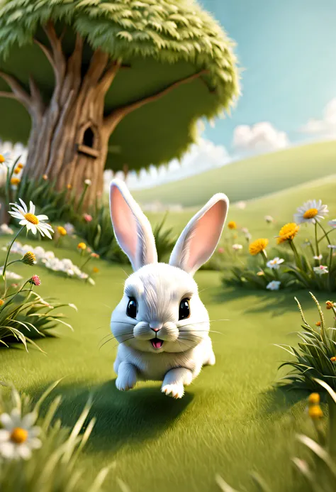 Little Bunny, Bouncing grasslands, adolable, Small animal big scene