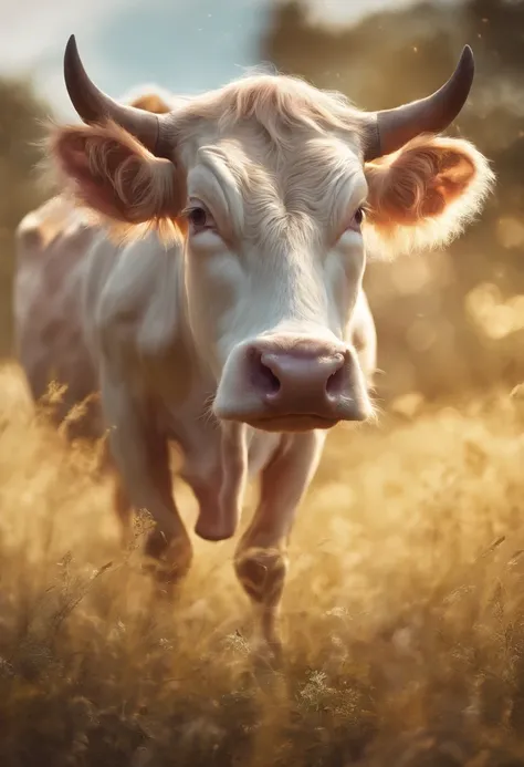 cow head，One-legged，Mouth Spitfire，moor，super-fine，Hyper-realistic，ultra - detailed，8K分辨率，OC renderer，dynamic viewing angle