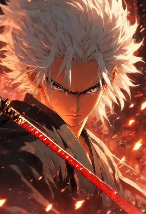 Allies，Boy with white hair，Japanese Katana Sword