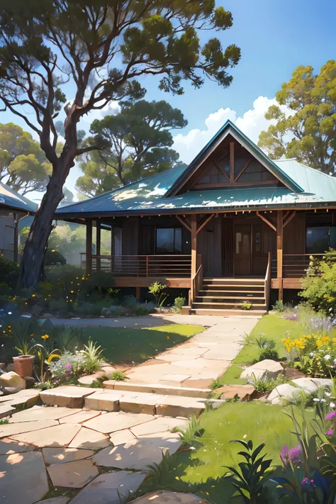 ((masterpiece, best quality, cinematic, photorealistic, ultra-detailed)), inspired by the rustic charm of "eucalyptus haven," en...