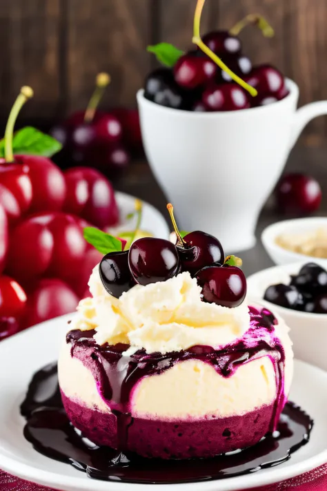 appetizing melting black cherry gelato