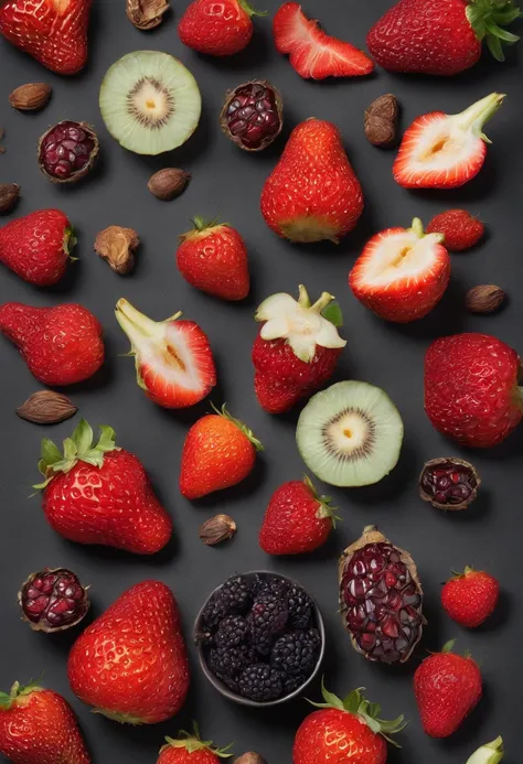 Greenday, thailand, professional photography, studio lighting, dried fruit, crispy strawberry, advertising photography, intricate details, hyper-detailed, ultra realistic, 8K UHD