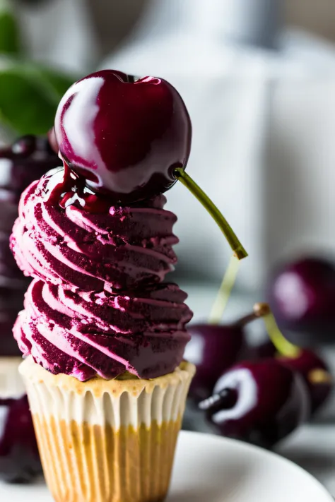 appetizing melting black cherry gelato